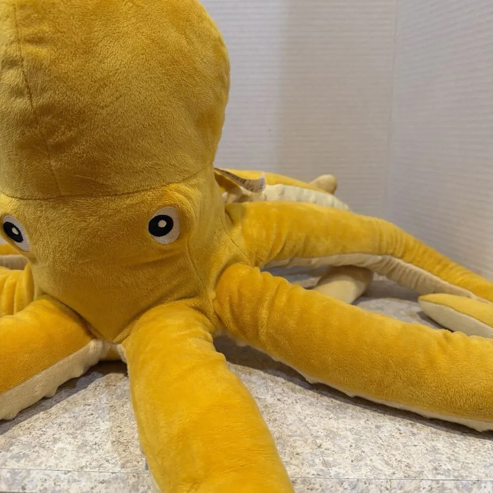 IKEA BLAVINGAD Plush Yellow Octopus Toy Stuffed Animal 20 Inch